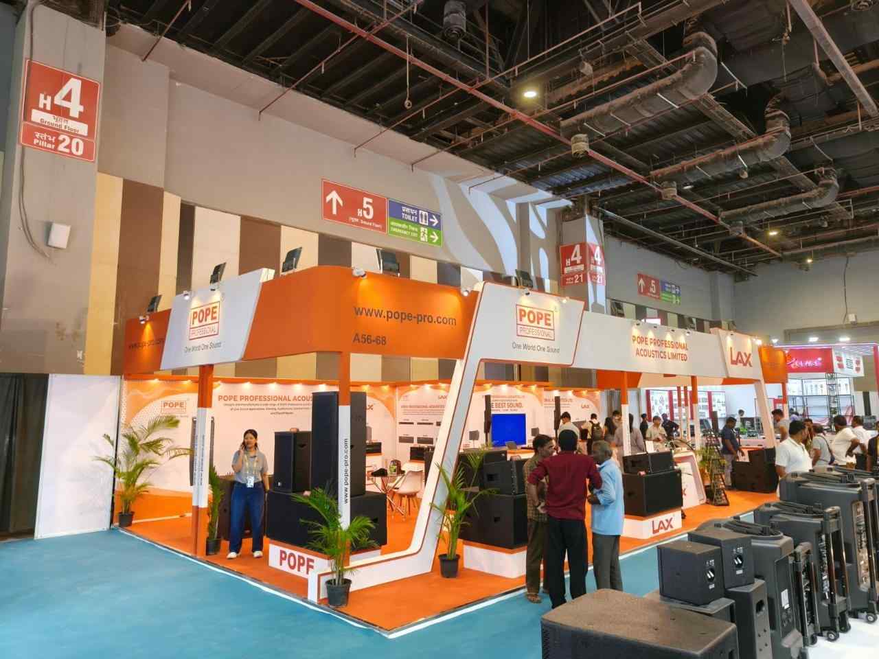 Pope Professional and LAX exhibition stand on the trade-show floor